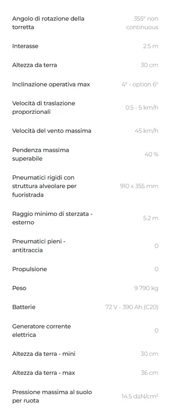 PIATTAFORMA ARTICOLATA ELETTRICA PER INTERNI ED ESTERNI CON RUOTE ANTITRACCIA  CON BATTERIA LITIO E CON GRUPPO ELETTROGENO PER RICARICA AUTOMATICA