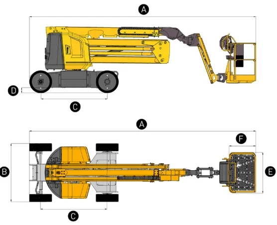 Haulotte Sigma 16 Pro.<br />Piattaforma articolata elettrica.<br />Versatilità in interno ed esterno su terreni compatti.<br />Portata 230kg con due operatori.<br />Jib con rotazione orrizzontale.